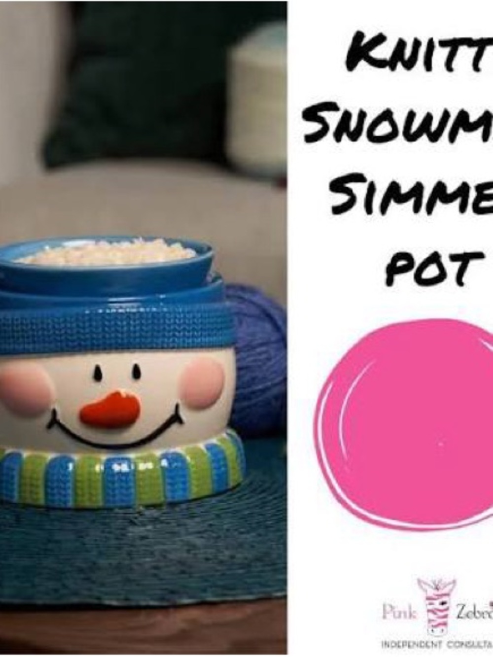 Pink Zebra Ceramic Snowman Simmer Pot Warmer in Blue, Pink and Green